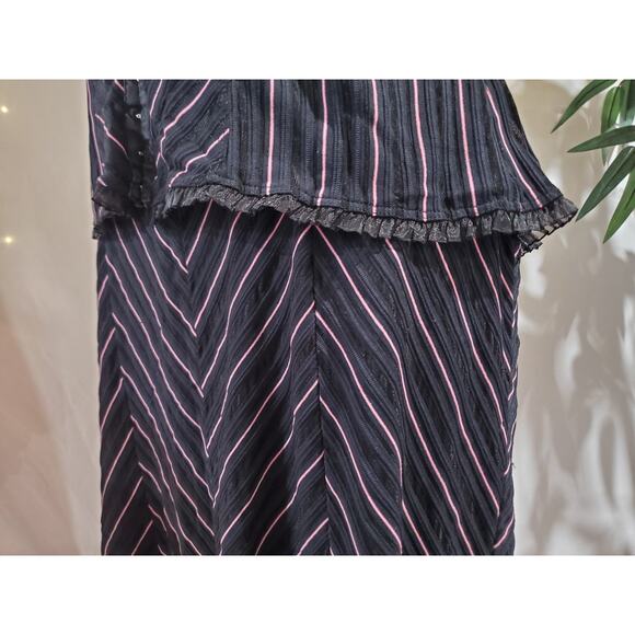 Vtg 90s Fashion Bug Sheer Overlay Stripe Corset Top Skirt Set Plus Size Gothic - Picture 7 of 16